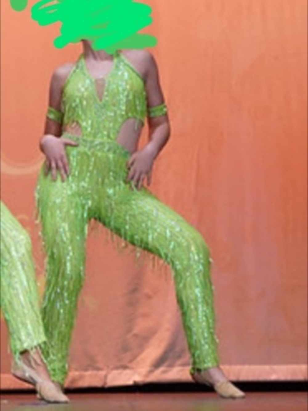 Glamour Green Fringe Unitard